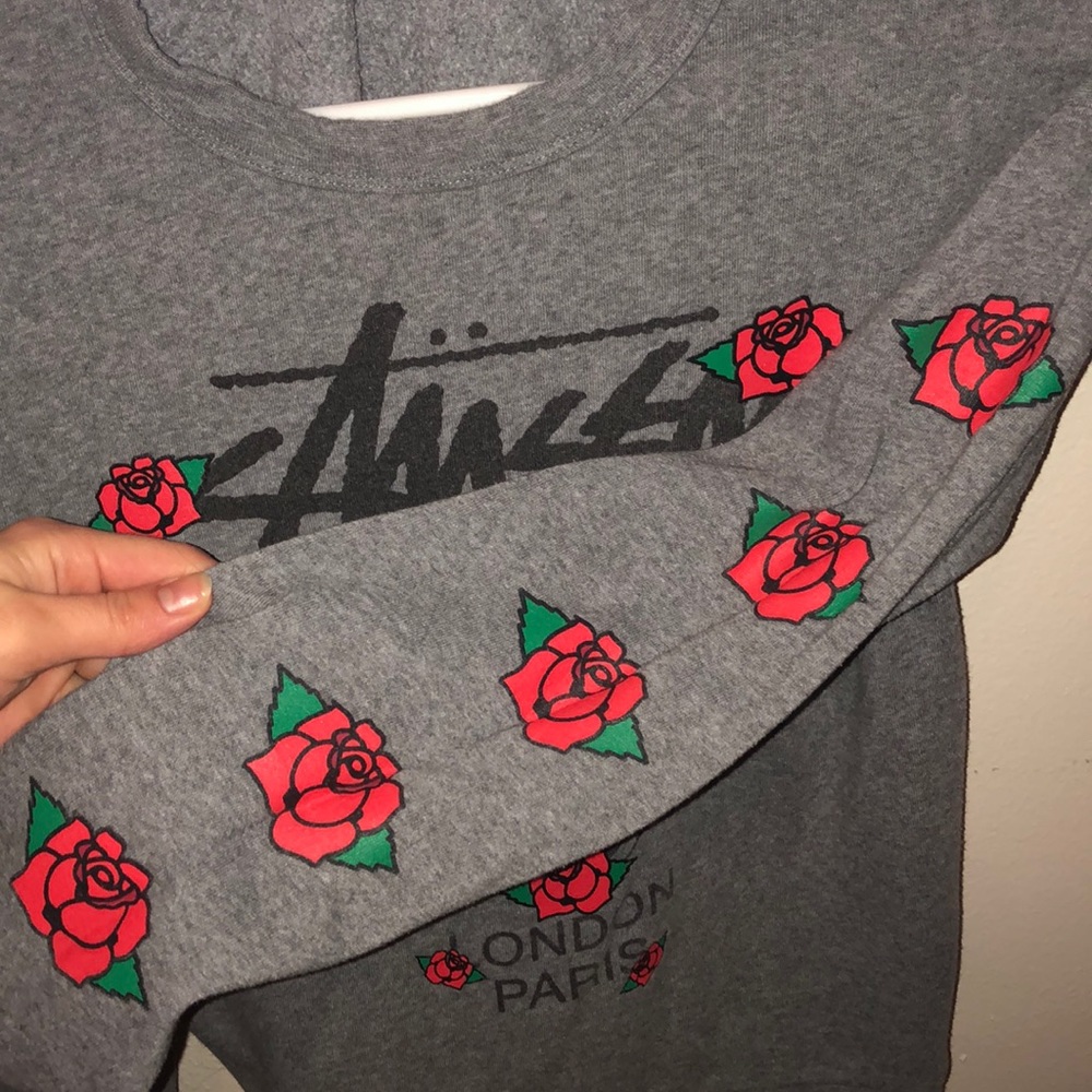 Grey rose stüssy crewneck